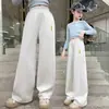 Pantalones de chándal casuales para niñas de primavera y otoño 2025 Nueva moda estilo coreano para niños medianos y grandes Pantalones elegantes ajustados de pierna ancha Entrepierna