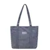 Bolsa de Veludo Cotelê Elegante e Simples, Novo Estilo Transfronteiriço, Grande Capacidade, Bolsa de Ombro Estilo Artístico, Bolsa Tote de Cor Sólida para o Dia a Dia para Mulheres