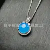 Pingente Banhado a Prata com Calcedônia Verde em Formato de Ovo de Pombo Grande, Ágata Natural Tipo Gelo Incrustada com Cor Semelhante ao Jade
