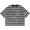 Etai Camiseta Masculina de Verão Manga Curta Marca Tendência Nova Listrada Retrô Alta Qualidade Versão Solta Top Lavado