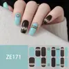 ZE16 refere-se a adesivos de unha estilo europeu e americano com grandes blocos de cor, estampas de leopardo, xadrez, estrelas, listras, e ornamentos para unhas.