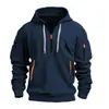 Sudadera para hombre transfronteriza, prenda exterior de otoño e invierno, sudadera con capucha y múltiples bolsillos para hombre, estilo deportivo casual holgado, en stock