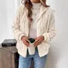 Cárdigan con capucha y cremallera de felpa de doble cara transfronterizo europeo y americano, bolsillo de parche, cárdigan de moda, abrigo de otoño e invierno, estación independiente para mujer
