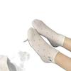 Calcetines cortos transpirables de algodón bordado, estilo coreano, de color liso, para primavera y verano de 2025, que absorben el sudor, para mujer, estilo universitario.