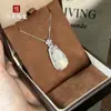 Colar Verde Imperial, Colar em Forma de Cabaça Estilo Chinês, Pingente de Colar de Calcedônia Natural Totalmente Verde Comparável à Ágata Verde Jade