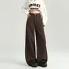 Jeans de pierna ancha color café para mujer 2024 otoño nuevo este año populares explosiones Maillard holgados ajustados rectos pantalones