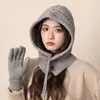 Nuevo Conjunto de Punto Cálido Otoño/Invierno 2026: Gorro Multifuncional Grueso Integrado, Guantes Versátiles a Color a Prueba de Viento