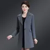 Abrigo de lana mujer invierno nuevo abrigo de lana de longitud media de alta gama elegante ajustado elegante abrigo para madre color liso