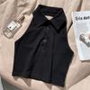 2024 Polo Solapa Botón Color Puro Camiseta Sin Mangas Sin Espalda Tirantes Exterior Top Chaleco Ajustado Interior Ins