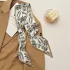 Elegante lenço de seda multicolorido para mulheres, estilo coreano, versátil, de alta qualidade, jovial, adequado para estudantes, pode ser usado como acessório de bolsa, lenço longo com amarração no pescoço