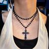 Cross-border Hot Jewelry Moda Cruz Pingente Colar Feminino Design de Nicho High-end Curto Clavícula Cadeia Dupla