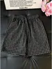 Calça de pijama xadrez simples estilo japonês para homens, verão 2026, gaze fina, shorts de praia folgados, calça de casa na altura do joelho