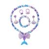 Colar infantil Cauda de sereia Meninas Colar de pérolas Pulseira Anel Brincos Conjunto Meninas Acessórios para Bebês