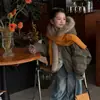 Chicas Fuguo 2026 Invierno Ins Estilo Nuevo Parka Engrosada con Forro Polar Chaqueta Holgada con Capucha para Niños Abrigo de Algodón Ropa de Trabajo