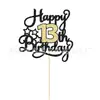Tarjeta de Enchufe para Decoración de Pasteles Digitales Inglesa Transfronteriza Más Vendida Tema de Cumpleaños Tarjeta de Enchufe para Decoración de Pasteles de Doble Capa Dorada y Negra
