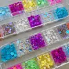 Accesorios para Uñas de Perlas de Burbuja de Sirena de 12 Rejillas, Pedrería Plana de Colores de Caramelo Semiredonda Aurora Iridiscente, Tamaños Mixtos