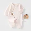 Roupas para Bebê Recém-Nascido Primeiro Filho Macacão Body de Algodão Puro Sem Etiqueta Primavera Outono Roupas de Borboleta para Bebê Confortável Roupa Classe A
