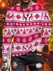 Camiseta de manga larga para hombre con estampado navideño, diseño divertido, cuello redondo, estilo europeo y americano, adecuada para otoño e invierno