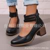 Julio 2025 Amazon shopee Estación Independiente Comercio Exterior Europeo y Americano Retro 36-42 talla grande Tacón Grueso Zapatos con Cremallera