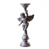 Portavelas Adorno de Figura de Ángel Vintage Retro Estilo Europeo de Hierro Fundido para Decoración del Hogar, Exterior, Jardín, Balcón, Accesorio Creativo