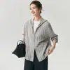 Suéter cárdigan con capucha para mujer de punto trenzado, 25% seda de morera, 75% cachemira, color Campari