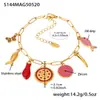 Pulseira Ins Cubo de Açúcar Esmalte de Aço Inoxidável Zircônia Peixe Pequeno Colorido Moda Versátil Joia Banhada a Ouro Real 18K