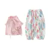 Pantalones Estampados y Conjunto de Gato para Niñas 2026 Nuevo Conjunto de Dos Piezas Moda Estilo Coreano para Niñas Pequeñas, Ropa de Verano para Niños Pequeños