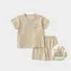Conjunto de verano para bebé, ropa fina de algodón puro de manga corta para niños, ropa de verano para exteriores para niños pequeños y niñas, por separado