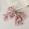 Pinza para el pelo con lazo grande de perlas y cinta floral de moda para mujer, accesorio para el pelo de chica coreana de primavera