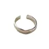 Anillo de Plata de Ley S925 Estilo Coreano Cara Sonriente Feliz Simple para Mujer Anillo Liso Versátil Anillo de Comida Diseño de Nicho