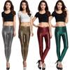 Leggings Adelgazantes Finos de Talla Grande para Mujer de Primavera y Otoño, Pantalones de Yoga Skinny Rayados de Seda Helada Estampados en Dorado