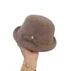 Sombrero de Dama Elegante Retro Británico Otoño/Invierno Versátil Fieltro de Lana Bombín Estilo Coreano de Mujer Moderno Sombrero de Pescador de Ala Pequeña