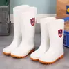 Botas de lluvia de seguridad blancas con suelas de goma para fábricas de alimentos, antideslizantes, de grado alimenticio, cómodas para los pies, cubrebotas de taller para mujer y hombre