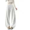 Pantalones de chándal anchos estilo perezoso azul oscuro para mujer, cintura elástica, buena caída, pierna recta, venta al por mayor en tienda física, dropshipping