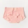Ropa interior de algodón de fibra larga sin costuras para mujer, de talle medio, con refuerzo de doble capa en la entrepierna, elástica y cómoda, de color liso, estilo verano.