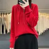 Chaqueta de Punto de Estilo Extranjero para Mujer de Alto Sentido 24 Años Otoño e Invierno Moda Joker con Capucha Suéter con Cremallera Cárdigan