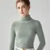 Suéter 100% Cachemir Puro para Mujer Otoño Invierno Cuello Alto Ajustado Tejido Base Color Sólido Jersey de Cuello Semi Alto Ropa Interior
