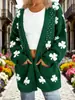 Nuevo cárdigan fino largo de comercio exterior transfronterizo con bolsillos, abrigo suéter de moda estampado para otoño e invierno, personalizado, casual para mujer