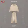 Conjunto de Ropa para Hombre BE Otoño/Invierno Estilo Old Money Lujo Discreto Sudadera con Cuello Polo de Media Botonadura Melange y Pantalones Largos con Caída para Hombre