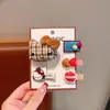 Pinza para el pelo de gato Kt de dibujos animados linda a cuadros color café con leche para niños y niñas de otoño e invierno, Pinza dulce para flequillo de frente, Pasador para bebé