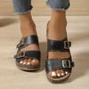 Zapatillas de mujer de talla grande transfronterizas 2024 nuevas europeas y americanas de suela gruesa con hebilla de cinturón de una palabra, zapatos casuales de cabeza redonda, talla 35-43