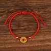 Pulsera de Hilo Rojo Tejido con Monedas de los Cinco Emperadores y Perla Dorada de la Suerte para Hombres y Mujeres, Pulsera de Pareja con Moneda de Cobre del Año del Zodiaco y Moneda Dorada que Atrae la Fortuna