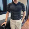 2026 Nueva Camisa Polo de Punto Transpirable de Manga Corta para Hombre, Camiseta Trendy de Lujo Ligero de Media Manga para Hombre
