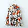 Comercio Exterior Transfronterizo Toma Real Suministro Primavera y Otoño Nueva Estampada Manga Larga Moda Temperamento Holgada Adelgazante Versátil Blusa