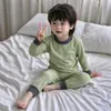 Ropa de otoño para niños y pantalones niños y niñas bebé otoño e invierno lana seda cálida capa base bloque de color conjunto de ropa interior tendencia