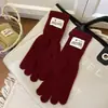 Guantes de punto estilo coreano otoño e invierno ciclismo logo de hamburguesa lindos de cinco dedos cálidos protección extendida de muñeca guantes sin dedos para pantalla táctil mujer