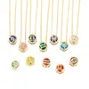 Collar Personalizado Estéreo de las Doce Constelaciones Europeas y Americanas Colgante de Piedra de Nacimiento Cortado a Doble Cara con Circonita Cadena para la Clavícula con Piedras Preciosas de Colores