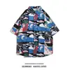 Camisas Florais Havaianas Retrô Estilo Hong Kong para Homens e Mulheres, Tendência Soltas e Bonitas para Casais, Camisas Versáteis de Manga Curta