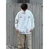 Sudadera con media cremallera de peso pesado para otoño para hombre Estilo High Street Europeo y Americano Chaqueta con letras bordadas y cuello alto Ropa exterior de retazos a rayas