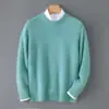 Comercio Exterior Otoño/Invierno Nuevo Suéter para Hombre 100% Lana Pura Engrosado Cuello Redondo Cálido Capa Base de Negocios Tejido Versátil
